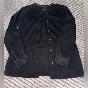 Healing Hands Purple Label black scrub jacket size Small
